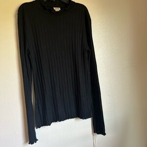 Mossimo Supply Co. Black Ribbed Top, large, long sleeve shirt